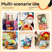 24/80 Colors Acrylic Marker Pens, Suitable For Scrapbooking, Black Paper, Stone Painting, Ceramics, Glass, Wood, Fabric, Canvas Cups And DIY Crafts Professional Use, Multi-Functional Art Tool - Multiple Styles - View 4