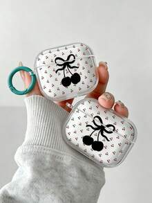 Cherry Painted Transparent Thickened Fashion Bluetooth Anti-Drop Earphone Case Compatible With S4 Protective Cover Apple Wireless Bluetooth Earphone Shell Glossy Pro2 Full Coverage Pods 31/2/3 Generation Protective Case Pro Anti-Drop Soft Shell - Multicolor - View 1