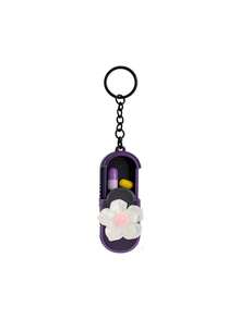 Portable Mini Pill Box With Fluorescent Flower Design, Portable Pill Box With Keychain, Office Worker Pill & Vitamin Storage Box, Handmade Mini Pill Box, Travel Medicine Storage Box, Daily Vitamin Pill Box, Pocket Pill Box, Compact Pill Box, Daily Pill Storage Container, Waterproof Pill Box, Daily Medication Organizer, Keychain, Home Essential, Travel Essential - Multicolor - View 14