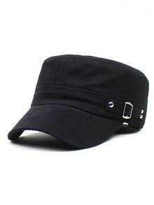 1pc Unisex Rivet Military Flat Top Baseball Cap With Adjustable Strap, Suitable For Outdoor, Hiking, Vacation, Daily Use, Sun Protection - Multicolor - View 14