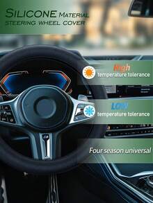 FCV 1PC Car Steering Wheel Cover, Non-Slip Silicone Material, Multiple Color Choices, Universal Auto Parts 13-15 Inches Steering Wheel Cover, Compatible With Most Cars Models Fit For Round D Shape - Multicolor - View 3