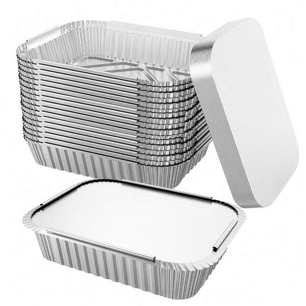 Shoze Household Commercial Aluminum Foil Baking Trays Stackable Disposable Rectangular Food Holders