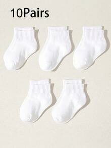 10/5雙白色嬰兒襪、幼兒襪、女童襪、男童襪，柔軟舒適、透氣，適合男孩女孩的完美禮物 - 白色 - 查看 9