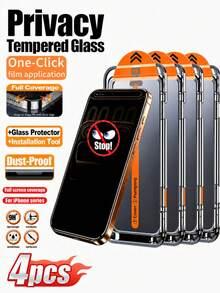 CASECOPS 4Pcs Privacy Tempered Glass Screen Protector Compatible With IPhone 17 Pro Max/17 Pro/17 Air/17/16 Pro Max/16 Pro/16 Plus/16/15/14/13/12/11, With Automatic Mounting Tools And Automatic Alignment Tools, One-Click Attachment, Anti-Peeping, Anti-Scratch, Anti-Fingerprint, Privacy Protection, No Bubbles, Easy To Install, Compatible Phone Cases - 4Pcs - View 15