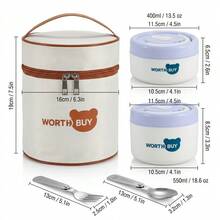 1pc/Set Portable 304 Stainless Steel Thermal Insulated Lunch Box With Handle, Leak Proof Fruit Salad Food Storage Container, Dishwasher & Microwave Allowable,Suitable For Student Adult Use In School, Office,Picnic, Travel, Back To School - Multicolor - View 26