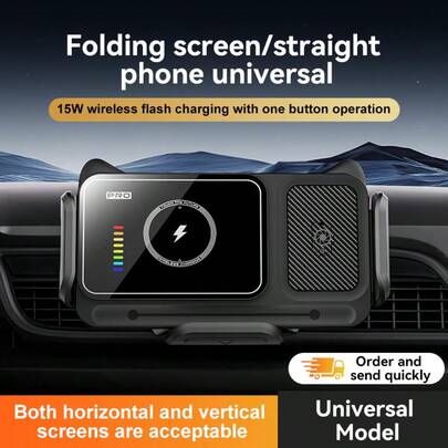 360° Rotating Universal Phone Holder Fan Cooling Magnetic Car Phone Mount Wireless Charger