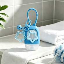 1PC[Refillable Squeeze Bottle]Portable Small Hand Sanitizer Bottle With Silicone Sleeve, Keychain And Star Pendant, Leak-Proof Design, Reusable For Soap, Lotion And More, Travel Size Hand Wash Bottle, With Colorful Silicone Sleeve And Keychain, Suitable For Office, Gym, Travel And School - Multicolor - View 9