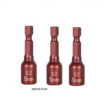 3pcs High Strength Magnetic Screwdriver Bits, 8Mm Hex Shank, Water And Stain Resistant, Red - Great For Hard Floors, Power Hand Drills, Tail Wires, Hex Sockets - 3pcs - View 2