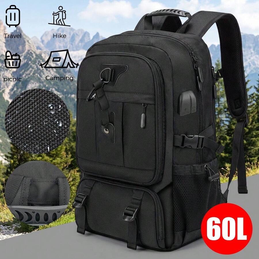 60L Travel Laptop Backpack With Shoe Compartment, Anti-Theft Hidden Pocket, Comfortable Shoulder Support For Commute, Work, University, Xmas Gift - View 1