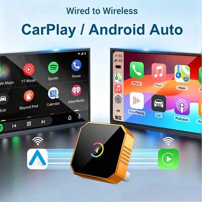 Wireless CarPlay & Android Auto Adapter, 2026 Upgraded 2-In-1 Design, Wired To Wireless Car Converter, Fast Pairing, Auto Reconnection, Car Interior Upgrade Accessory