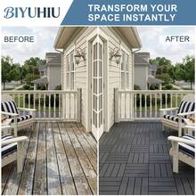 Interlocking Courtyard Deck Tiles Set | 12-Inch Weather-Resistant Plastic Outdoor Flooring | Suitable For Garden, Balcony, Poolside - Striped - View 4