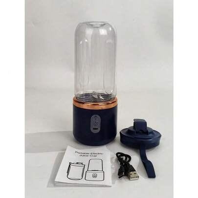 1 pieza Licuadora portátil 2 en 1 con diseño de doble vaso, cuchillas de acero inoxidable, recargable por USB, fácil de limpiar para batidos, cubitos de hielo, uso en cocina y al aire libre, regalo perfecto para el Día de San Valentín, Día de la Madre, mezcla de frutas
