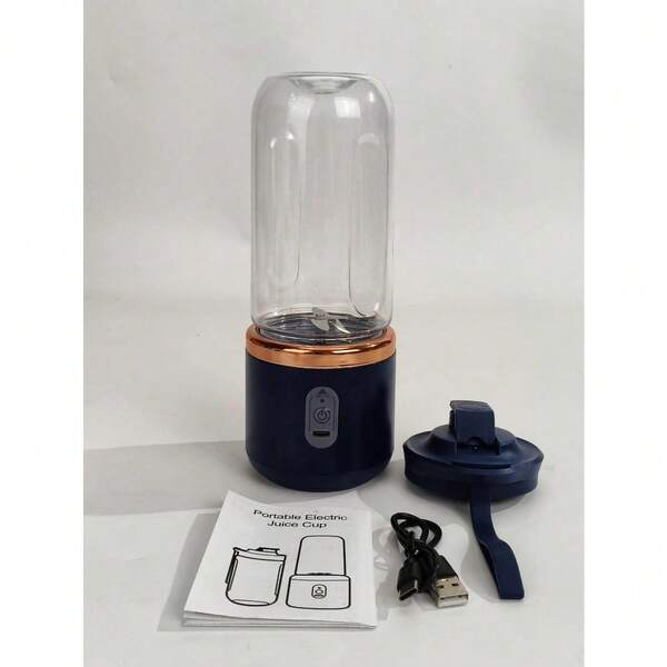 1 pieza Licuadora portátil 2 en 1 con diseño de doble vaso, cuchillas de acero inoxidable, recargable por USB, fácil de limpiar para batidos, cubitos de hielo, uso en cocina y al aire libre, regalo perfecto para el Día de San Valentín, Día de la Madre, mezcla de frutas