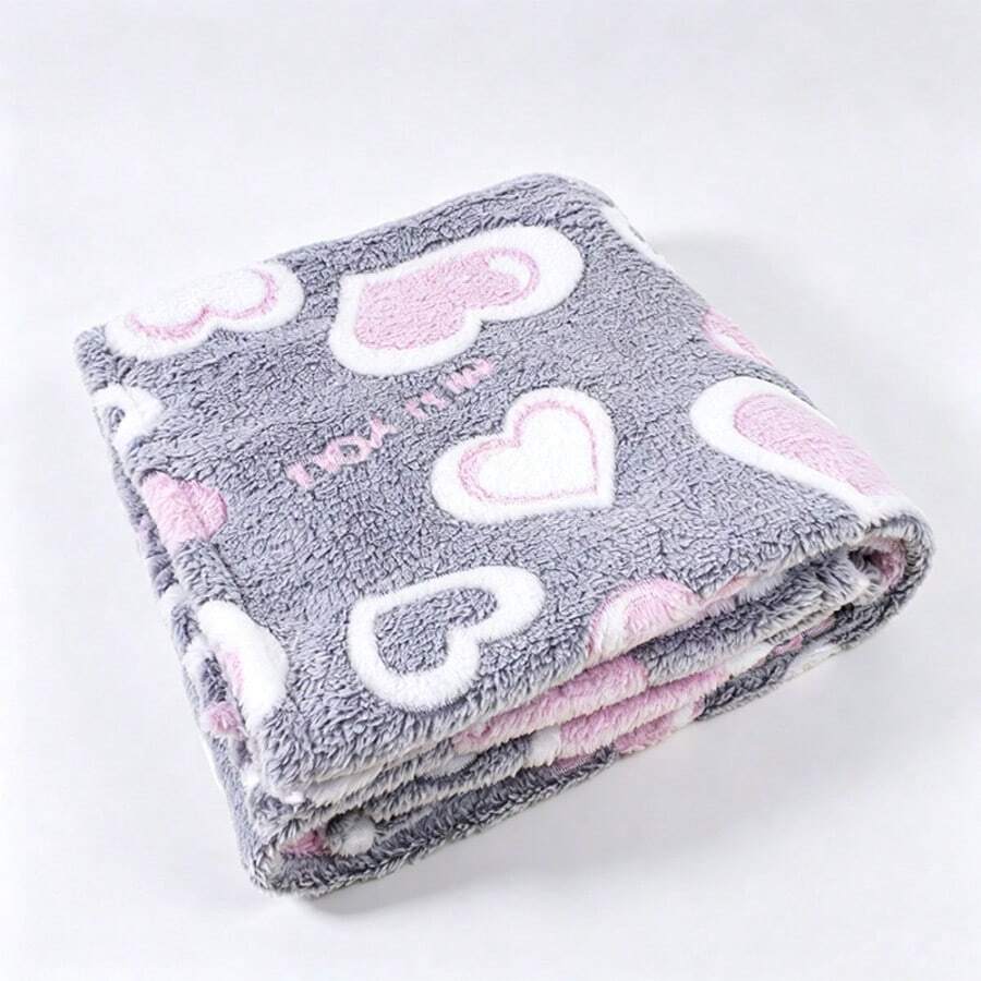 1 pieza Manta para bebé con patrón de corazón, Manta suave para bebé, Manta para bebé para todas las estaciones - Multicolor - Ver 1