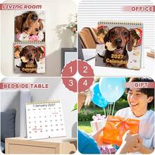 2027 Neuer Kalender, süßer Dackel Kalender 2, Feiertag, Jahrestag, Geburtstagsaufzeichnung, Planer, Memo, 12 Monate, Geschenk für Familie, geliebte Menschen zum Geburtstag, Schulanfang, Neujahr, Weihnachten - LX-184 - Übersicht 4