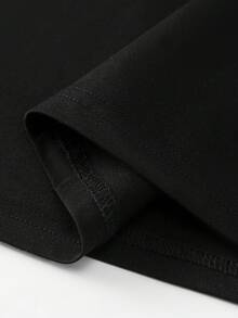 Mid Length Oversized Black Casual T-Shirt For Ladies Round Neck Short Sleeve All-Match Spring Summer Top Fast Local Delivery - 黑色 - 查看 5