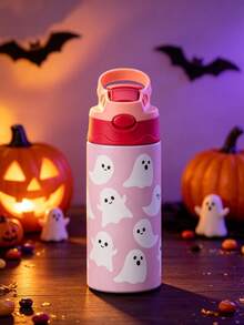 1pc Halloween Ghost Pattern Stainless Steel Splash-Proof Tumbler, Insulated Hot & Cold, Suitable For Outdoor Travel, Office, Home, Camping, Picnic, Halloween Party Gift - Multicolor - View 2