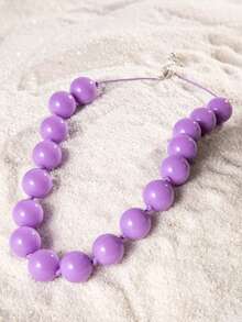 1pc/Fashion Minimalist Old Money Style Solid Color Handmade Beaded Necklace, Suitable For Women's Daily Commute And Date, Atmospheric Gift - Multicolor - View 3