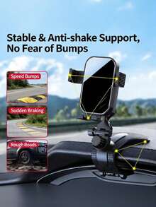Car Phone Holder Clip-On Dashboard Universal Anti-Shake Stable Car Navigation Mount - Black - View 3