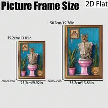 A Vibrant Leopard Print Reading Newspaper Canvas-Printed Wall Art Decoration With A Retro Golden Frame, Suitable For Living Rooms, Bedrooms, Offices, Dining Rooms, Home Decorations, Room Decorations, And Wall Decorations. - With Frame - View 2