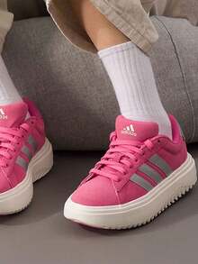 Adidas GRAND COURT PLATFORM Comfortable Soft Low-Top Sneakers Women's Pink - Rose Red/off White - View 1