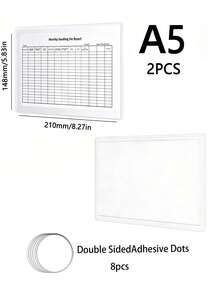 2/3/5/10pcs (With Adhesive) Hollow Transparent Acrylic Schedule Planner Display Stand & To-Do List Frame, A4 Reusable Dry-Erase Chore Chart Holder, Aesthetic Desktop Decor, Suitable For Room Decoration & School Locker Organization - Multiple Specifications - View 16