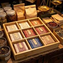 Bamboo Tea Bag Storage Box, Divided Storage Box, Suitable For Middle Eastern Arabic Mint Tea And Saffron Black Tea Bags, Wooden Tea Canister, For Home Majlis Tea Room Use, Non-Food Contact Bamboo Tableware - Champagne - View 4