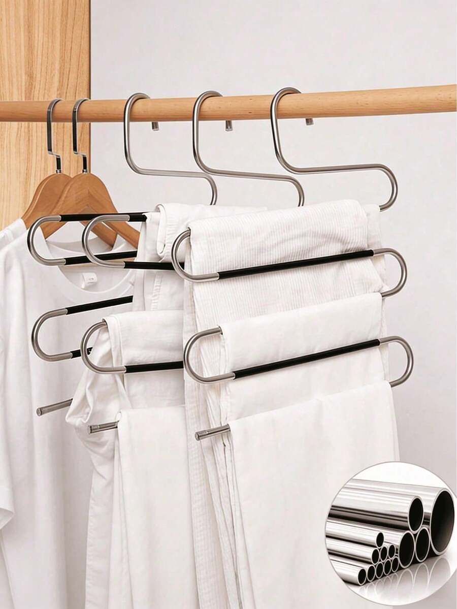 Stainless Steel Magic S-Shaped Multi-Layer Pants Rack, Pants Hanger, Wardrobe Storage Rack, Pants Clip, Wardrobe - Multicolor - View 1
