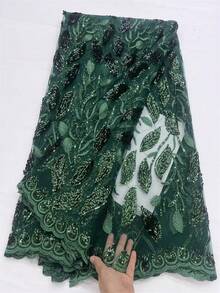 Green African Sequin Beaded Lace Fabric 2026 Blue Premium Shiny Nigerian Sequin Lace Fabric Wedding Party Dress Sewing Material 5 Yards/1 Yard Red - A - View 20