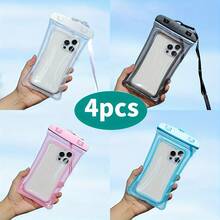 4pcs Waterproof Floating Phone Pouch, Compatible With IPhone 15 14 13 12 11 Pro Max XS XR X, Galaxy S23 S22 S21 Ultra Up To 7.0 Inch, With Dry & Wet Separation Function - 4 Pack - Multicolor - View 2