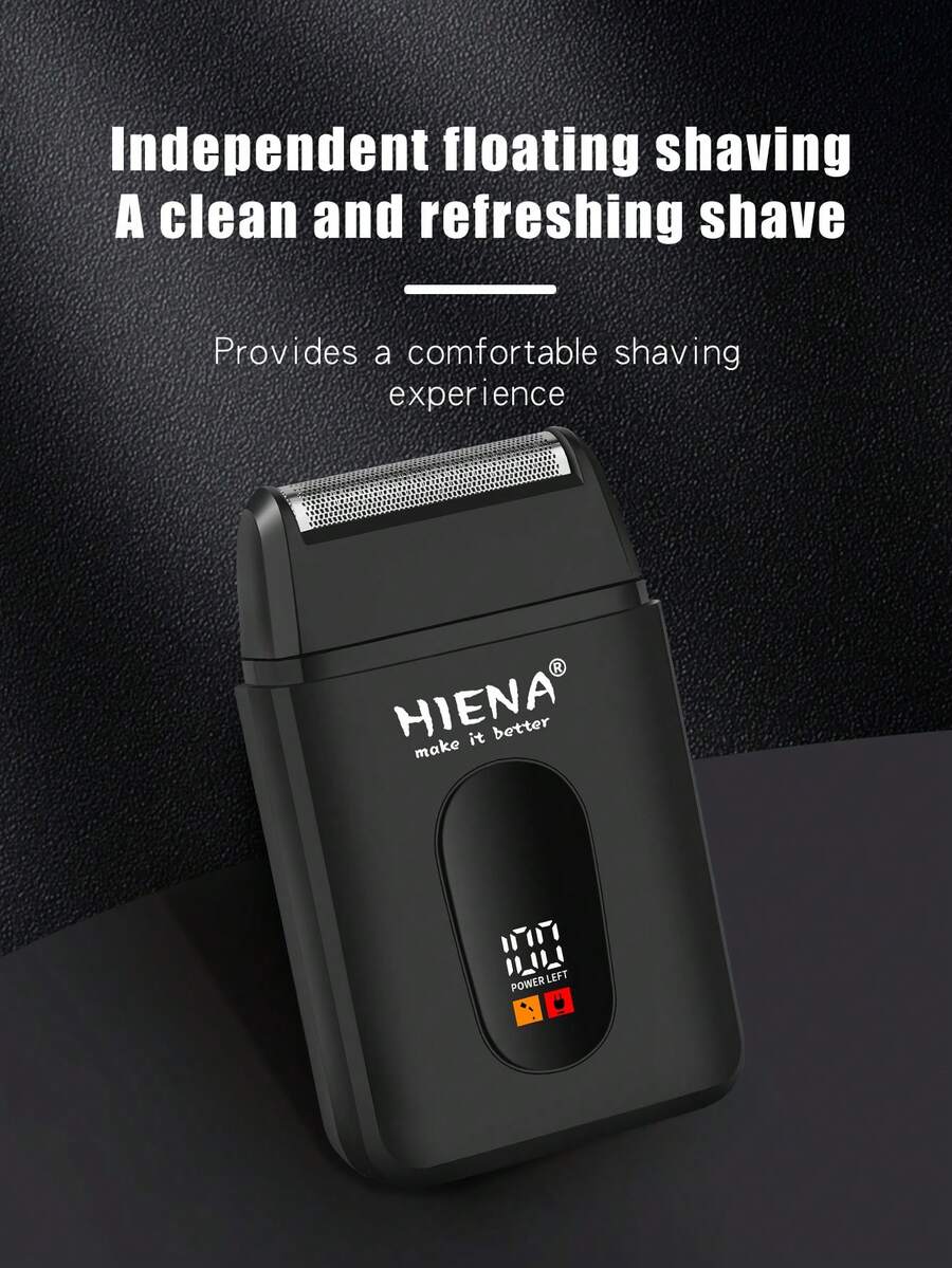 HIENA Multi-Function Electric Shaver, Men's Electric Shaver, Reciprocating Shaver, Perfect For Trimming Hair And Facial Hair. Comes With Brush, High-Quality Gift Choice, Mini Model Convenient For Travel - Black - View 1