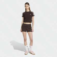 Adidas 三葉草 女子修身運動休閒短袖T卹 - 咖啡棕 - 查看 2