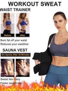 1pc Women's Sports Waist Belt, Sweat-Absorbing Breathable Snap Waist Cincher, Waist Sweat Band For High-Intensity Training, Waist Trainer - Black - View 3