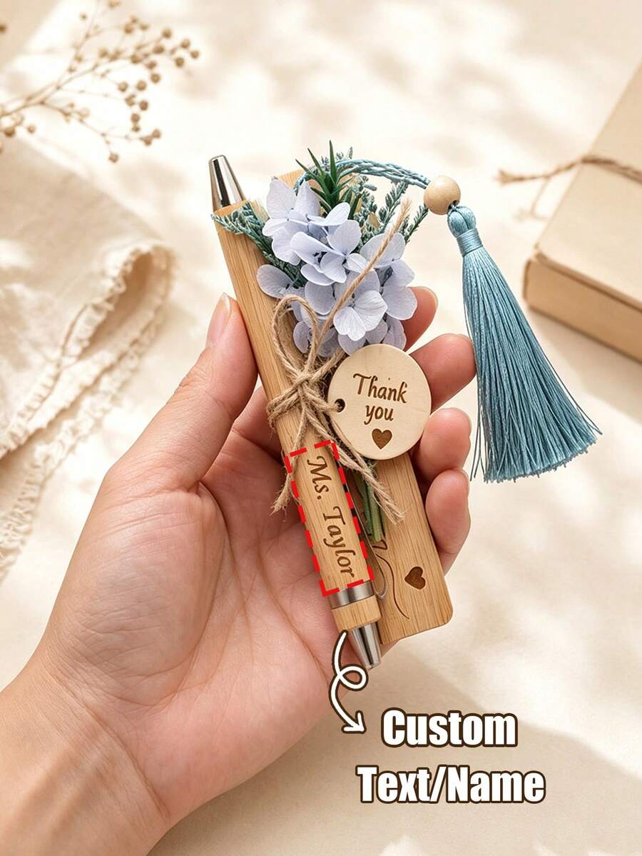 Personalized Stationery Set, Customized Engraved Pen And Bookmark, Teacher Appreciation Gift, Thank You For Helping Me Grow Gift, Gift Box - Multicolor - View 1