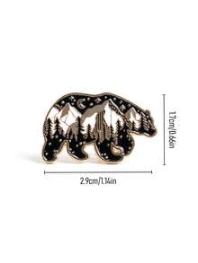 New Arrival Creative Cartoon Snowy Mountain Night Landscape Brown Bear Brooch Pin, In Stock Wholesale - Multicolor - View 2
