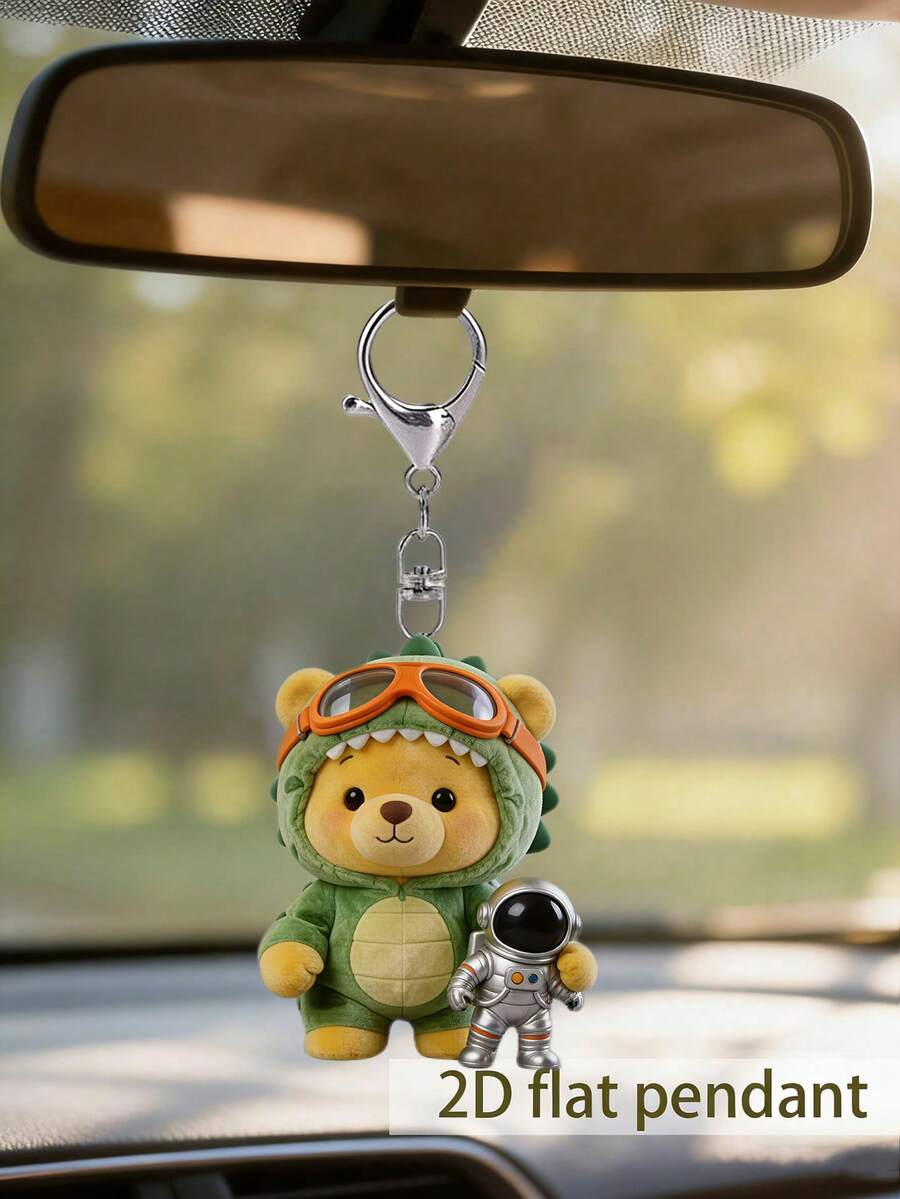 2D Flat Bear Hugging Astronaut Pattern Keychain, Cute Bear Keychain, Beautiful Fashionable Key Ring Wallet Handbag Decoration, Fashionable Duck Party Keychain, Novel Acrylic Design Key Ring Decoration, Durable And Lightweight, Suitable For Car Keychain, Phone Keychain, Backpack And Wallet Keychain Decoration - Can Be Used As Birthday Gift, Pet Lover Keychain Car Key Bag Pendant - One Size Fits All - View 1