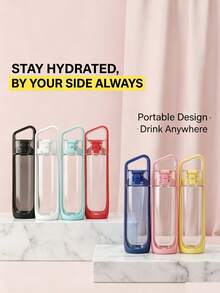 Kor Dual Use Water Bottle With Straw Portable Square Clear Water Cup Dual Drinking Modes Leakproof Travel Sports Drinking Bottle For Girls - 淺藍色 - 查看 10