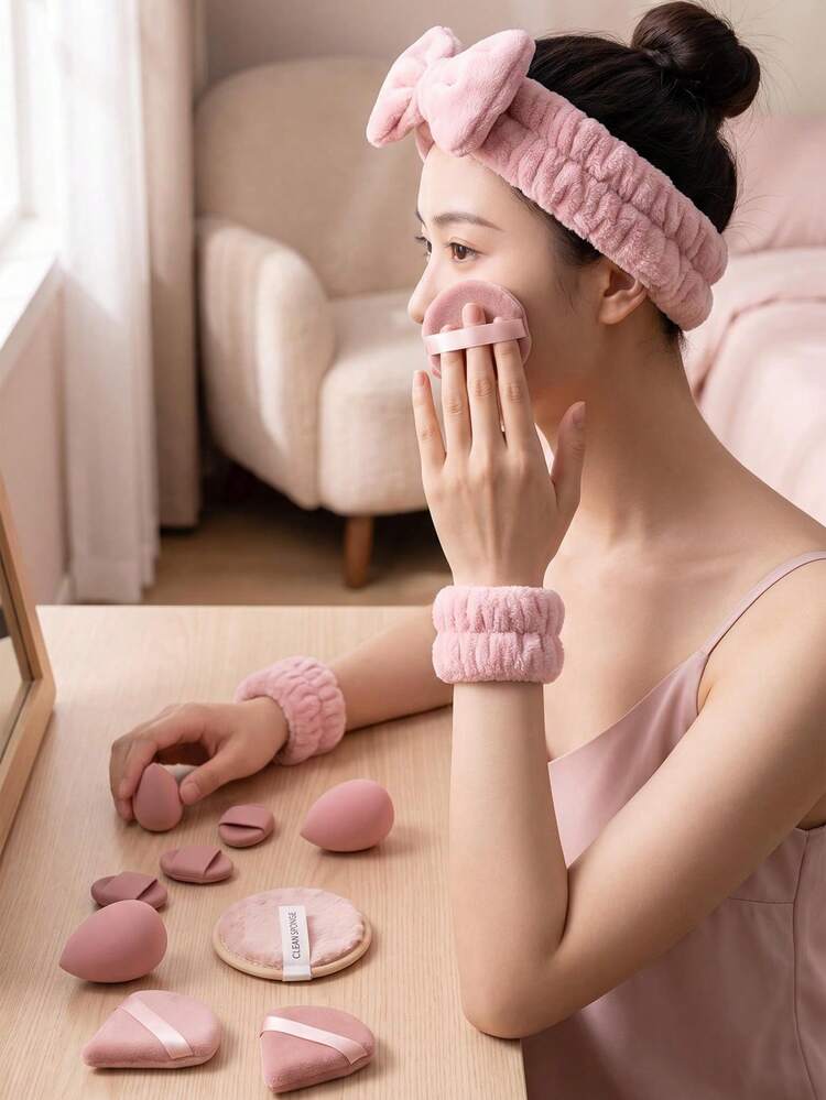 20pcs Makeup Sponge Set, Makeup Sponges, Triangle Powder Puffs, Mini Makeup Sponges, Suitable For Liquid Foundation, Concealer, Cream Foundation - Coral Pink - View 3