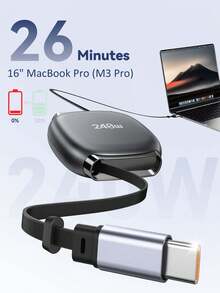 Kabel Pengisian Daya USB-C ke USB-C 240W yang Dapat Ditarik, Panjang 1m, Penyimpanan Magnetik, Kabel Pengisian Cepat, Kompatibel dengan Ponsel, Tablet, dan Laptop Tipe-C - 1 juta - View 2