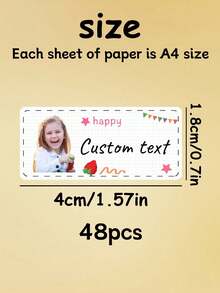 48-480pcs Custom Photo Name Stickers, Personalized School Labels, Colorful Tags, Customized Back To School Gift, Customizable Text Birthday Gift, Waterproof Dishwasher, Daycare Essentials - Style a - View 5