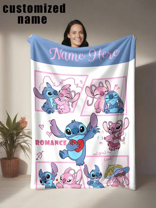 asmodee Unique Customized Name Blanket With Cartoon Design, Multi-Functional Blanket Suitable For Bed, Sofa, Car, Office, Camping And Travel. Soft, Comfortable, Lightweight, Warm, Suitable For All Seasons. Easy To Maintain.