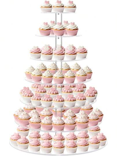 Large 7 Tier Cupcake Stand For 100 Cupcakes, Clear Round Cupcake Stands, Acrylic Wedding Cupcake Tower Stand, Cupcake Display Stand For Dessert Table, Cupcake Tier Stands
