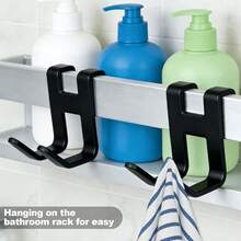1/4pcs No-Drill Iron Hooks, No-Damage Adhesive Over Door Back Rack, Universal For Bathroom, Kitchen, Cabinet, Hang Towels, Clothes, Bath Balls, Razors, Space-Saving Storage Hooks, Multi-Purpose Removable Adhesive Wall Door Hanger Organizer - View 2