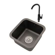 YUNRUX Kitchen Sink With Faucet, Modern Sink, Single-Bowl Sink - 黑色 - 查看 5