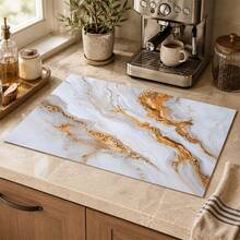 1 pieza Alfombrilla de drenaje de cocina de tierra de diatomeas con patrón de mármol, alfombrilla de secado rápido y antideslizante para cafetera y alfombrilla de secado de platos, adecuada para encimera de cocina y mesa de comedor - Multicolor - Ver 4