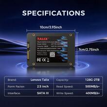 Lenovo Talix SATA III 2,5 Inci Solid State Drive Internal Berkecepatan Tinggi, Tersedia dalam Kapasitas 256GB | 512GB, Kecepatan Baca/Tulis Hingga 560/500 Mb/S, Kompatibel dengan Komputer Desktop dan Sebagian Besar Laptop. Instalasi Mudah, Tahan Lama. - View 5