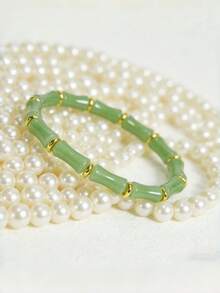 1pc New Handmade Glass Bamboo Knot Bracelet, & Exquisite, Suitable For Daily Wear And Gifting - Multicolor - View 2