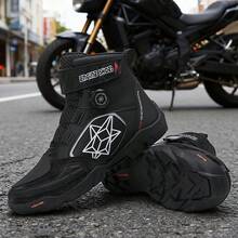 Novas Botas de Motocicleta Casuais Femininas, Adequadas para Combate, Sapatos de Motocicleta da Moda, Sapatos para Montar, com Fivela Giratória, Sapatos de Motocicleta com Cabedal de PU - Branco e preto - Visão 2