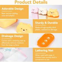 1pc Cute Travel Soap Dispenser, Portable Leak-Proof Liquid Soap Container With Lid, Soap Dish With Drainage Function, Suitable For Bathroom, Gym, Travel, Camping And Outdoor Use (Bear Shape) - View 8