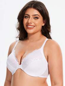 MELENECA Women's Racerback Front Closure Full Coverage Unlined Plus Size Underwire Bra - White - View 6